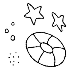 アナログ風手描きの浮き輪のアイコン素材｜夏のレジャーイラスト	