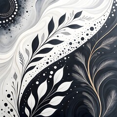 “Intricate monochrome mandala with swirling floral patterns, grayscale brush strokes and ornamental symmetry.”