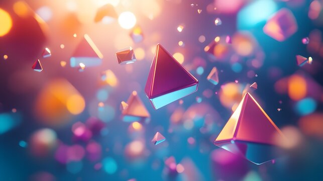 Abstract geometric shapes in a vibrant, colorful, digital display.