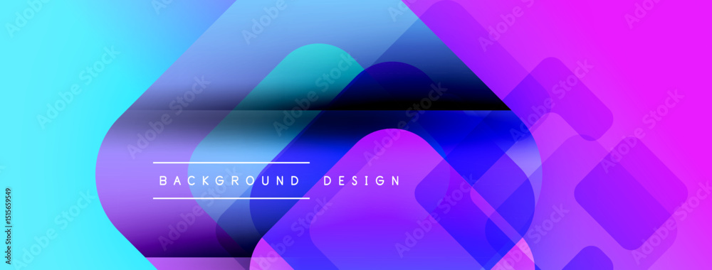 Poster Abstract vibrant background. Overlapping squares create dynamic visual effect. Text reads background design. Modern, colorful composition.