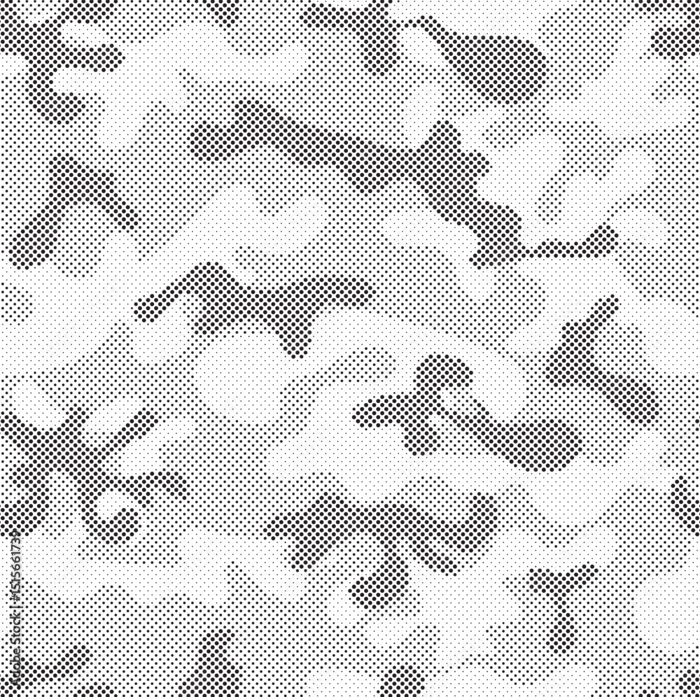Leinwandbilder Abstract halftone seamless camouflage pattern. Repeating digital dotted hexagonal camo military texture background. Abstract modern fabric textile ornament. Vector illustration.