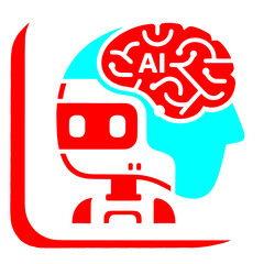 Icons representing AI brains, neural networks, robots, automation, smart analytics, etc.