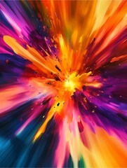 Obraz premium Explosive Burst of Colors: a visually stunning, abstract artwork that uses an eruption of vivid hues that radiates energy and movement, igniting imagination.