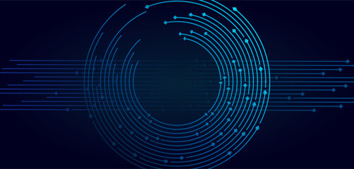 Abstract tech design with circuit lines and blue shapes - great for design inspiration