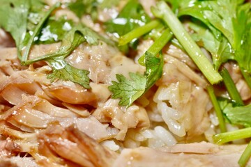 Traditional Thai stewed pork leg served over steamed jasmine rice