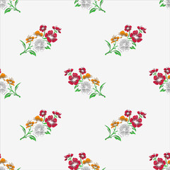 Obraz premium Wallpaper, seamless pattern, flowers, light gray background, vector pattern