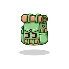 Vector illustration of a hiking backpack designed for outdoor adventure and travel Perfect for nature exploration themes camping gear visuals and projects related to mountain hiking and wilderness.