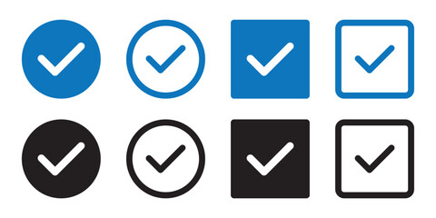 Checkmark icon set. Checkmark vector set. solid and line icon set. vector collection.