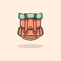 Vector illustration of a hiking backpack designed for outdoor adventure and travel Perfect for nature exploration themes camping gear visuals and projects related to mountain hiking and wilderness.