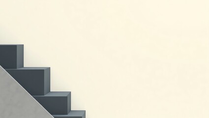 Fototapeta premium Modern Staircase Design with Gray Steps and Neutral Background