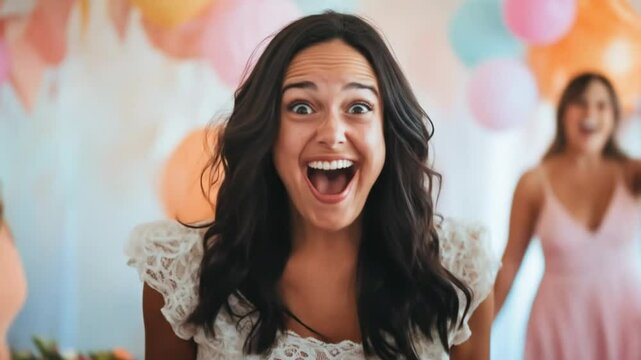 Excited bride prewedding festivities