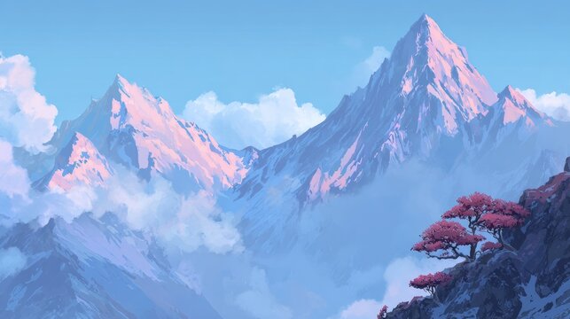 simple stylized background mountain texture overlay for photobashing, anime inspired niji 