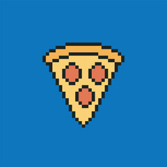 pizza pixel art, vector illustration on isolated background.