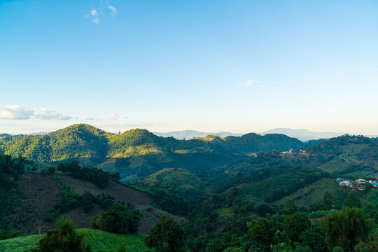 beautiful mountain hill with sky