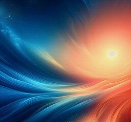 Obraz premium Galactic Sunrise Over Abstract Waves 