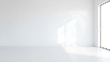 "Minimalist Empty White Wall Interior with Sliding Door in a Modern Home"