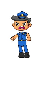 Angry Policeman Character Yelling Animation, Cartoon Loop Pose for Funny Content