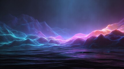 A colorful wave with purple, blue, and pink colors