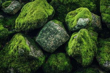 Explore lush mossy stones in the wild Australian landscape showcasing nature's beauty and tranquility, Massive mossy stones and rocks in Australia wilderness Mossman gorge