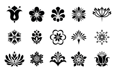 Flower icons set. Isolated elements for design. Vector graphics.