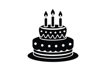 birthday cake silhouette two tier candles