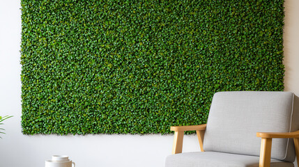 Urban moss wall installation in coffee shop creates refreshing atmosphere