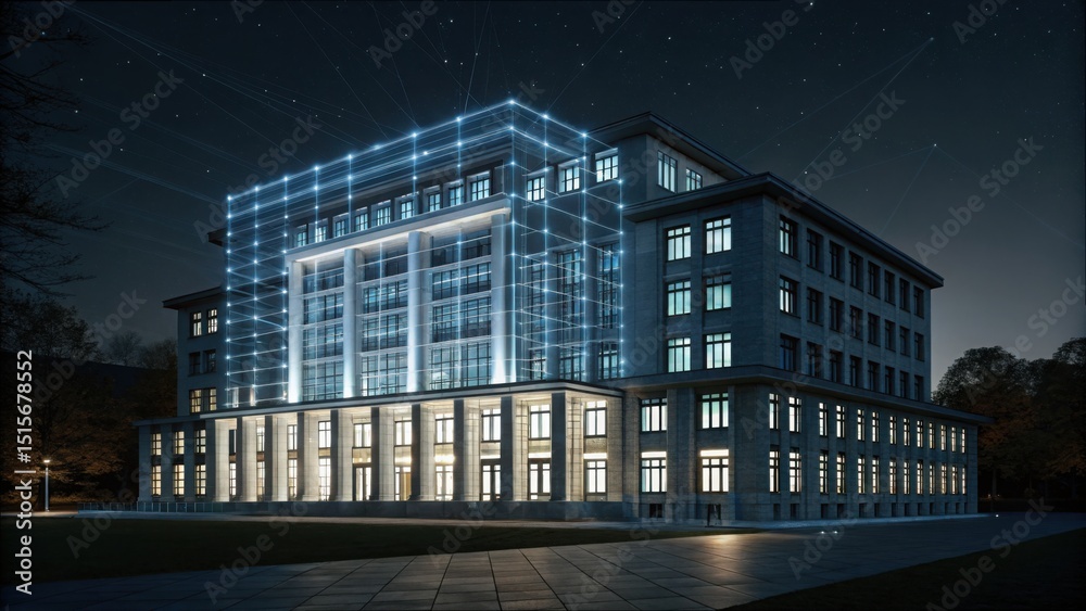 Poster Smart Building Render with Digital Elements in Gigapixel Quality