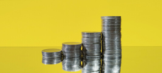 Investing in growth stacked coins representing financial progress business environment dynamic viewpoint