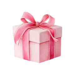 Pink gift box with ribbon watercolor art showing delicate wrapping and soft texture in charming present design