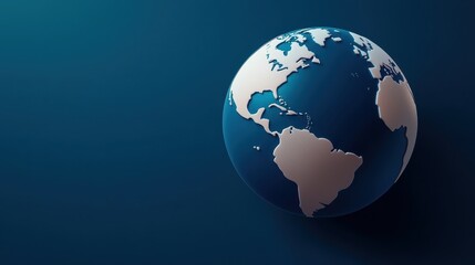 Naklejka premium A simple globe showing the Americas on a blue gradient background.