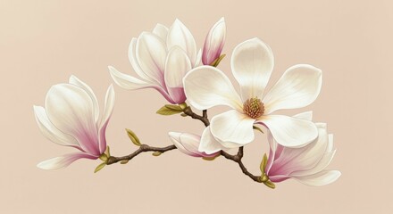 Obraz premium Blooming Magnolia Branch Delicate Floral Arrangement