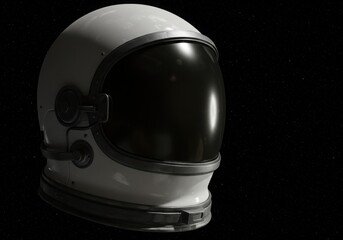 Astronaut helmet with a dark visor in space