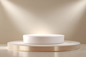 Minimalist White and Gold Product Display Podium