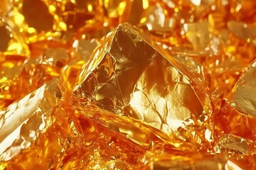 Intricate golden foil texture illuminating wealth and shimmering brilliance