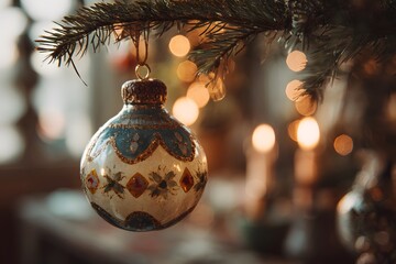 Glossy Christmas Ornament with Glitter and Snow