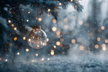 Magical White Christmas Ornament on a Snowy Tree