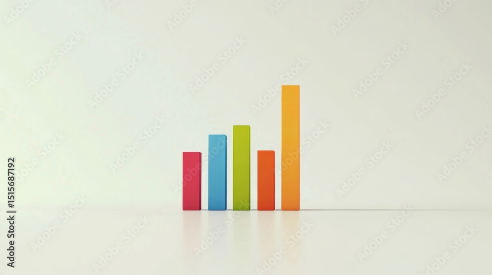 Fototapete a clean and sharp financial bar graph with colorful bars, displaying growth trends over time on a hi