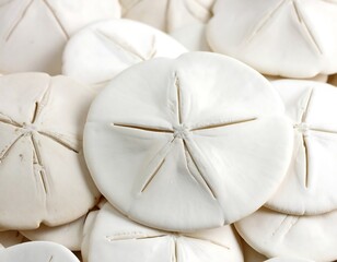 Close-up of many white sand dollars