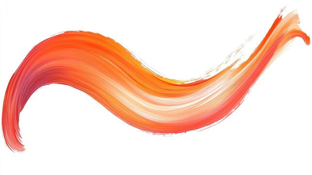 Vibrant orange paint stroke swerving across a white background.