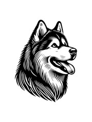 Naklejka premium Energetic Siberian Husky dog vector logo illustration showcasing a playful and friendly canine companion