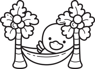 Outline of Funny baby Duck animal series. Coloring pages of Duck designs.