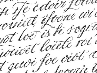 Naklejka premium Vintage calligraphy script pattern seamless background antique handwriting text design resource for designers and artists silhouette