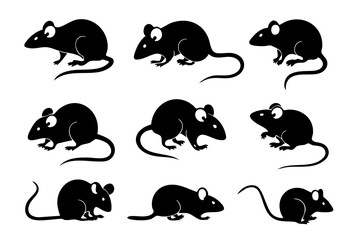 Black rat silhouette vector illustration, cartoon rat, rodent, animal, pest control, cute rat, mouse, vector art
