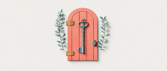 Fototapeta premium key unlocking door symbolizes new beginnings and opportunities