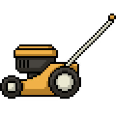 pixel art of yellow lawn mower machine
