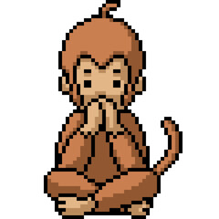 pixel art of monkey speak no evil