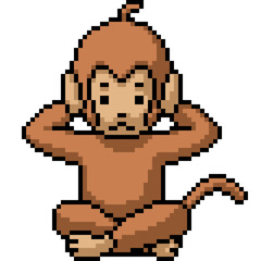 pixel art of monkey hear no evil
