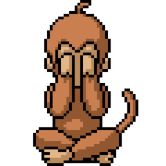 pixel art of monkey see no evil