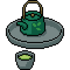 pixel art of green tea jar drink