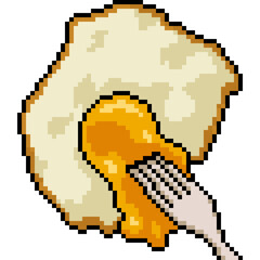 pixel art of fork pierce yolk egg